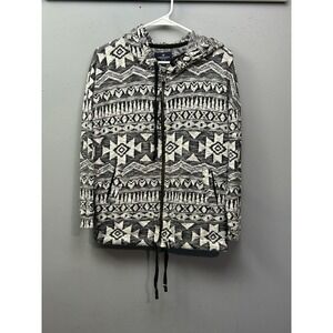 American Eagle Outfitters Sweater Womens Small Gray Full Zip Hooded Aztec Knit